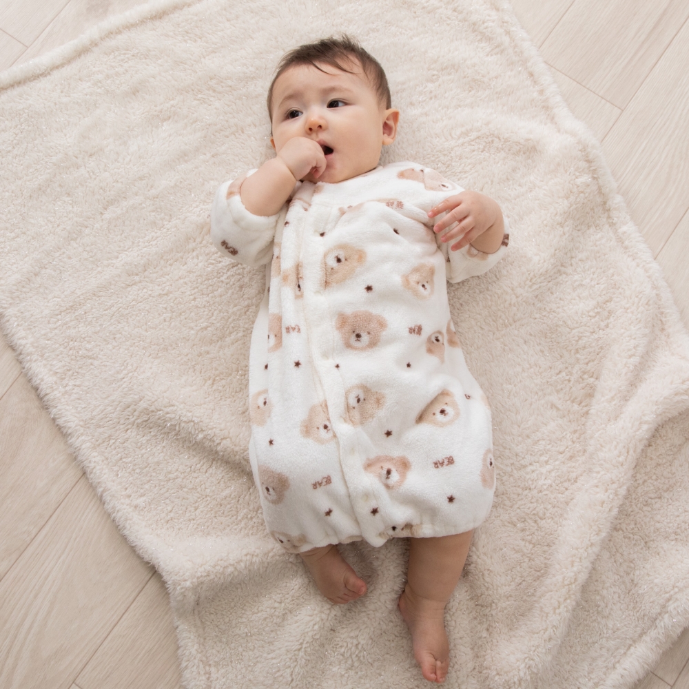 【ブラックフライデー】2WAYドレスオール フリース クマ柄 ベージュ×50-60cm 【ブラックフライデー】2WAYドレスオール フリース クマ柄 ベージュ×50-60cm