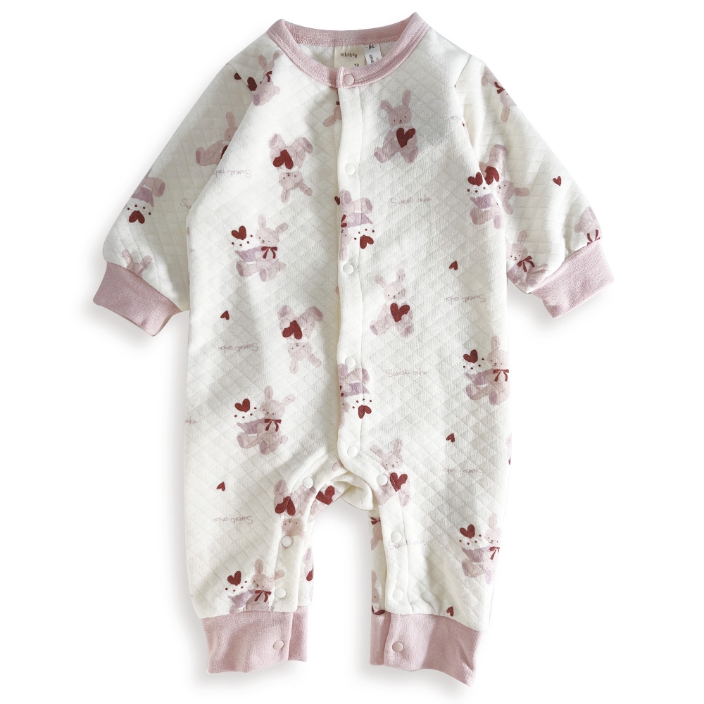 長袖カバーオール ニットキルト ウサギ柄 ピンク×70cm ベビーザらス限定