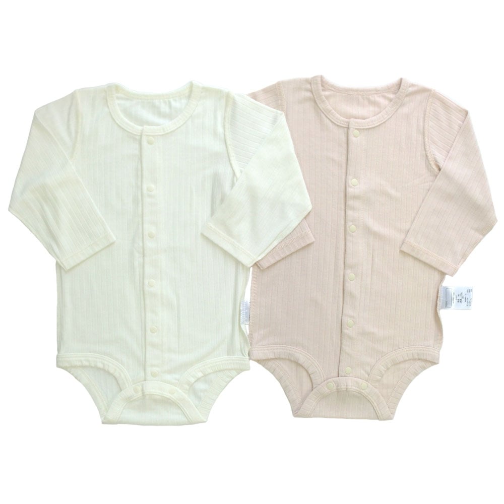 長袖前開きロンパース肌着 2枚組 シルキー ピンク×70cmベビーザらス限定 長袖前開きロンパース肌着 2枚組 シルキー ピンク×70cmベビーザらス限定