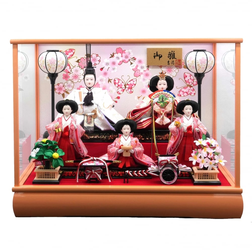 【雛人形】ケース飾り 五人飾り「花と蝶サーモンピンク」(322228)ひな人形 ひな祭り お雛様 おしゃれ【メーカー直送】 【雛人形】ケース飾り 五人飾り「花と蝶サーモンピンク」(322228)ひな人形 ひな祭り お雛様 おしゃれ【メーカー直送】