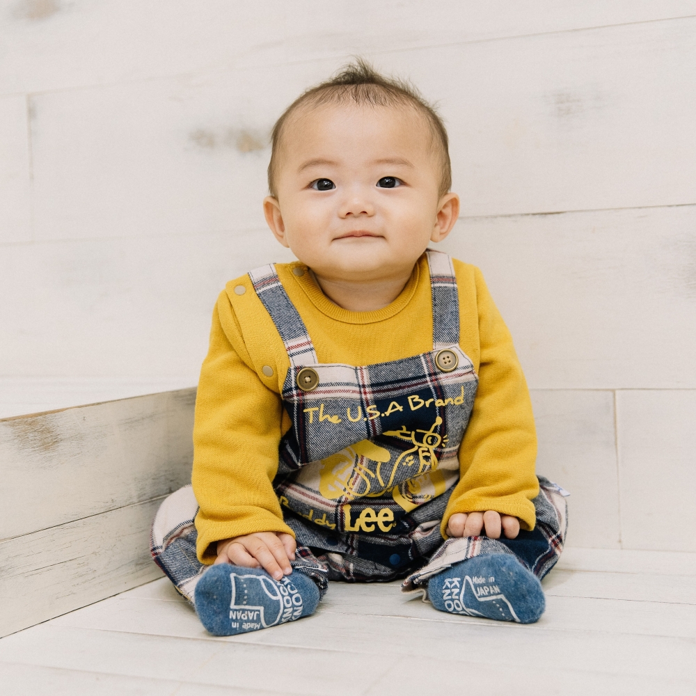 BUDDYLEE 長袖プレオール チェック柄サロペット風 70-80cm