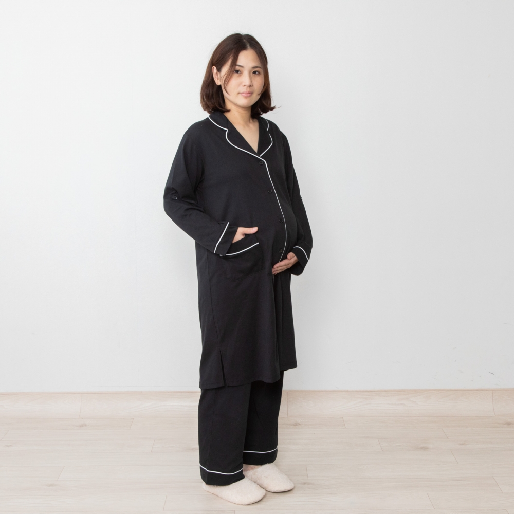 長袖テーラーパジャマ 天竺 袖ボタン付 ベビーザらス限定 マタニティ プレママ 出産準備