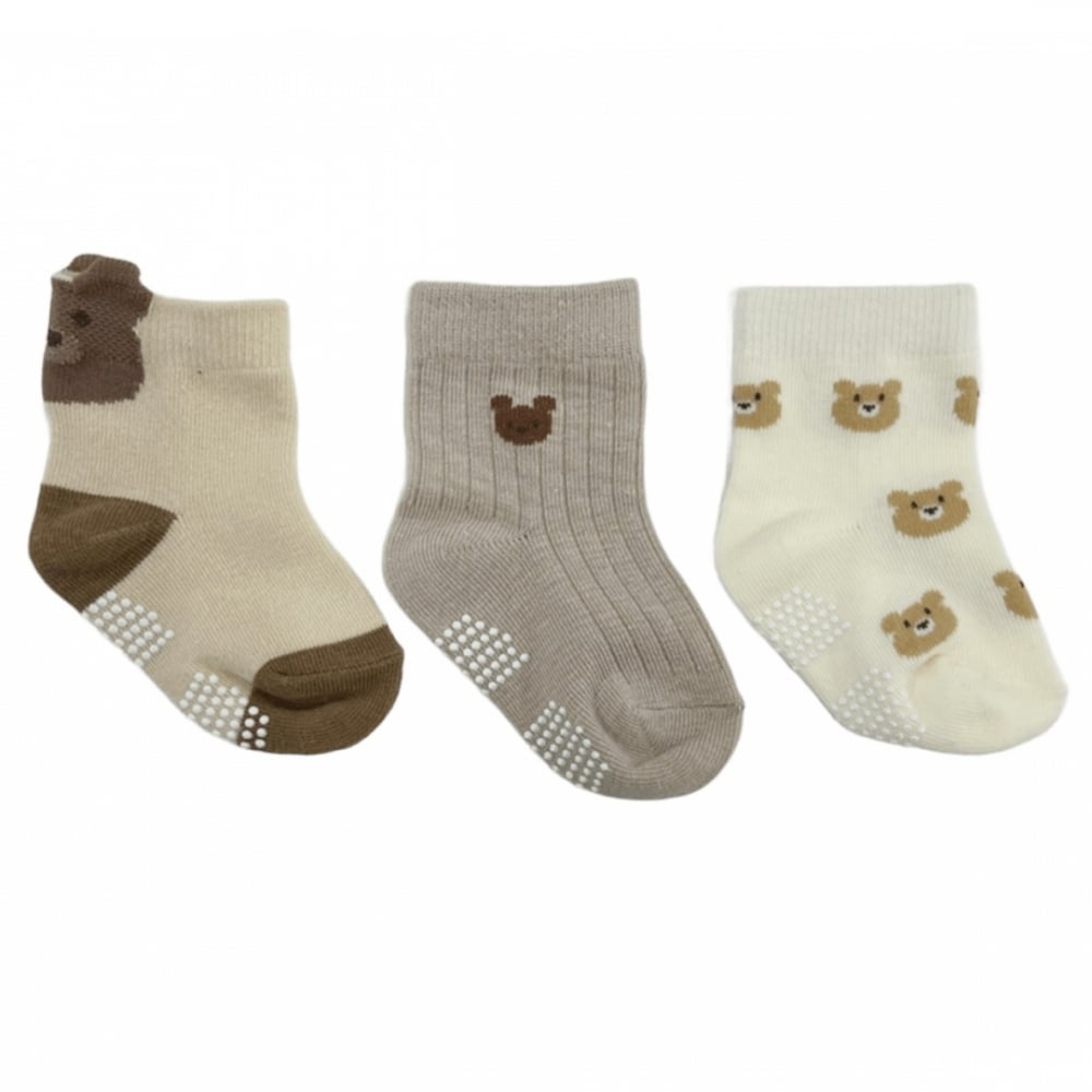 クマ柄 ロークルーソックス 3P