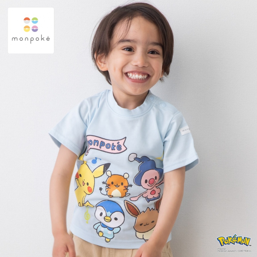 monpoke モンポケ 半袖Tシャツ 集合(ライトブルー×110cm)