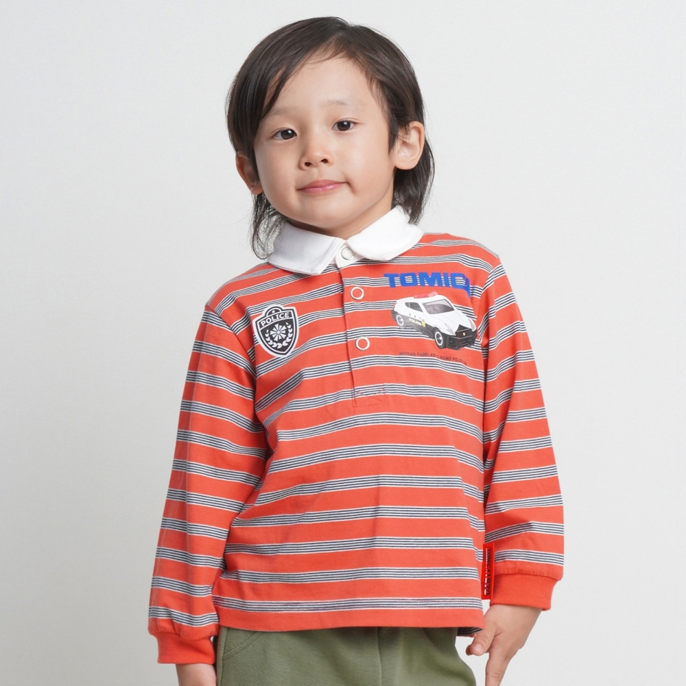 【TOMICA kie_158さんプロデュース】TOMICA トミカ 衿付き ボーダーＴシャツ レッド×90cm