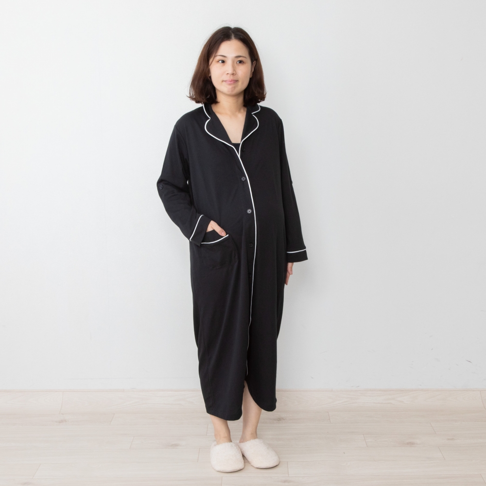 長袖テーラーワンピースパジャマ ロンパース型 天竺 袖ボタン付 ベビーザらス限定 マタニティ プレママ 出産準備