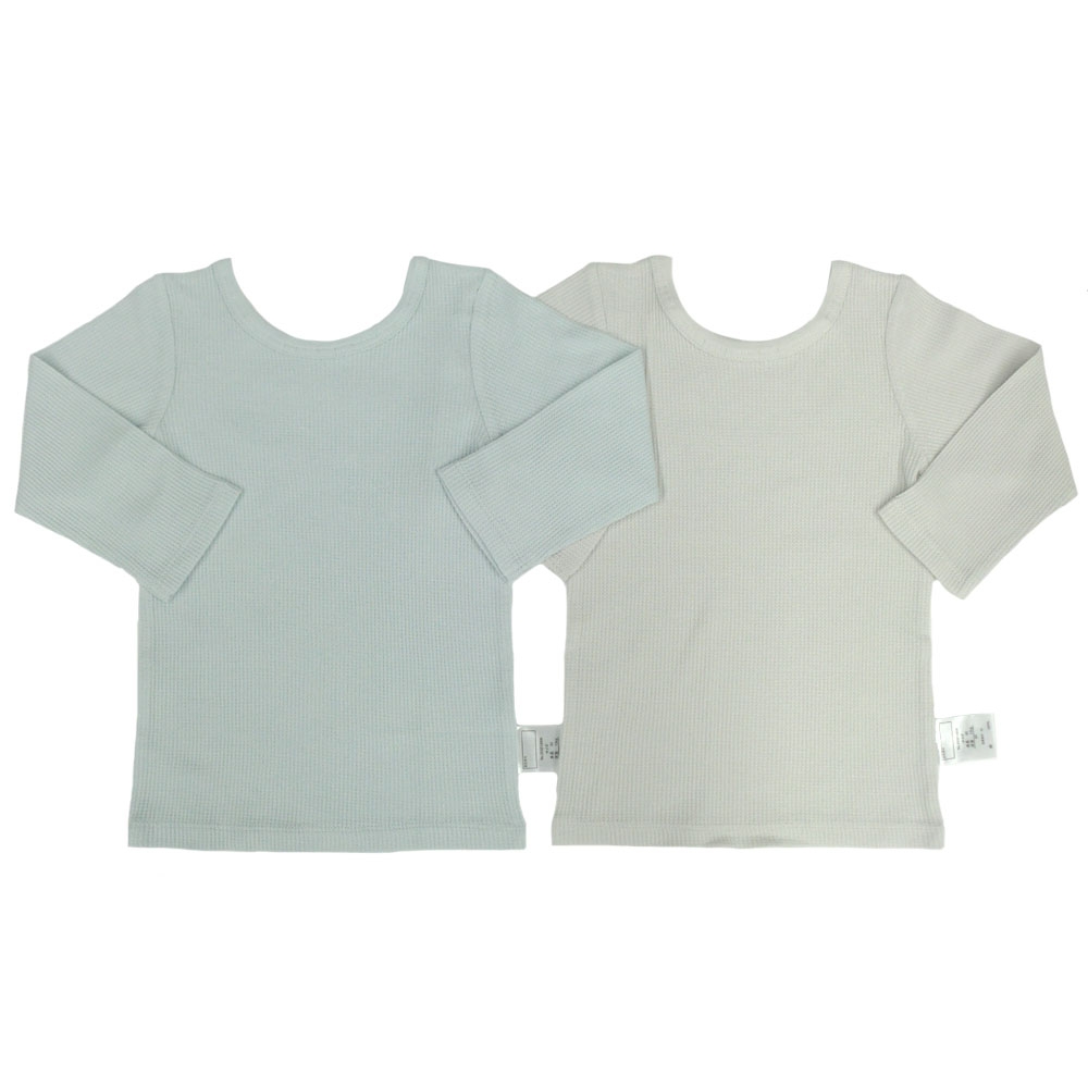 長袖シャツ肌着 2枚組 前後どちらでも グレー×80cm 長袖シャツ肌着 2枚組 前後どちらでも グレー×80cm