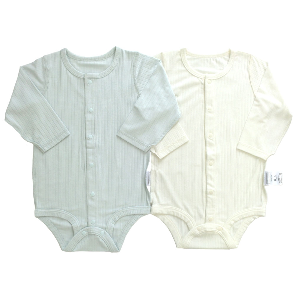 長袖前開きロンパース肌着 2枚組 シルキー パステルブルー×70cm ベビーザらス限定 長袖前開きロンパース肌着 2枚組 シルキー パステルブルー×70cm ベビーザらス限定