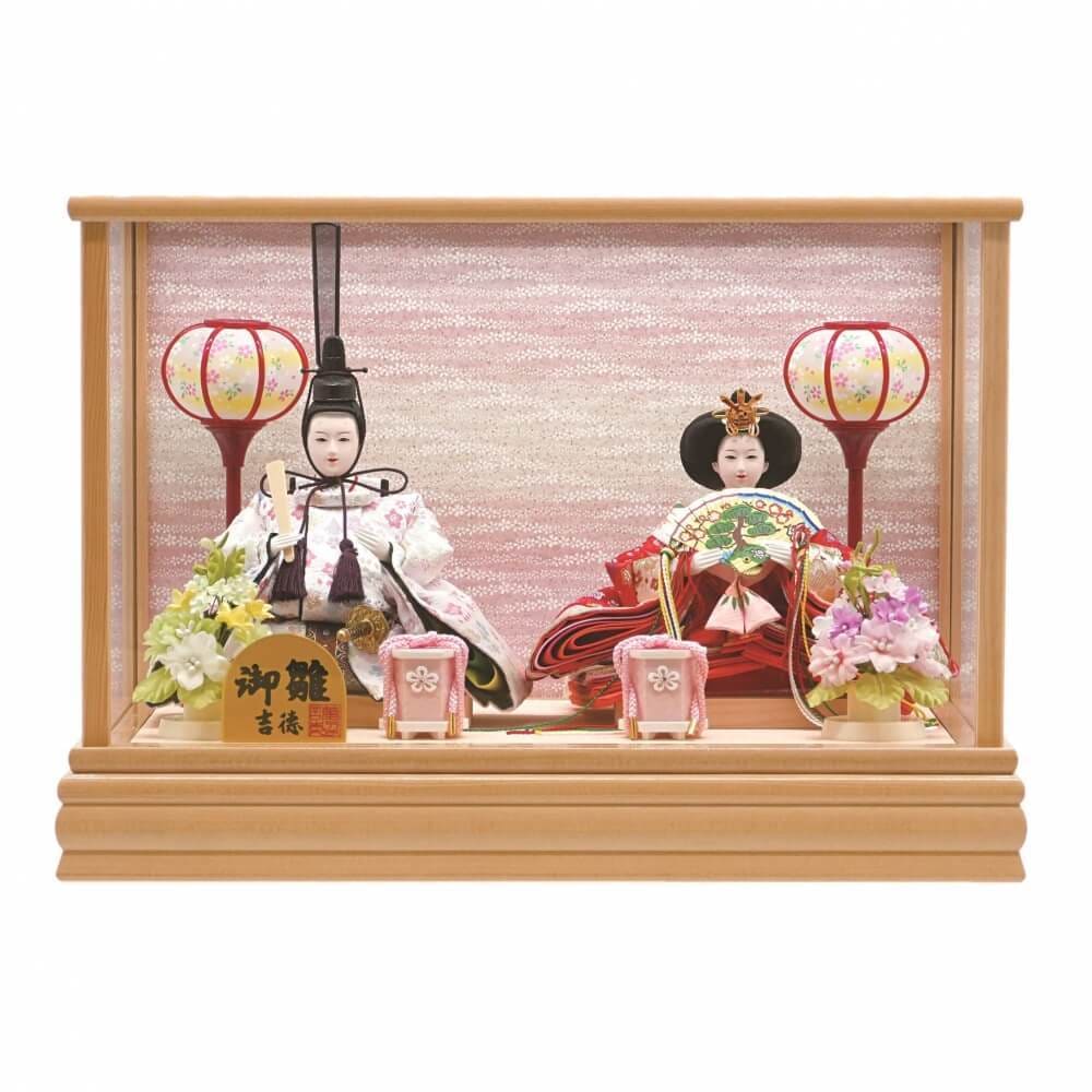 【雛人形】ケース飾り 親王飾り「桜吹雪木目調」(322354)ひな人形 ひな祭り お雛様 おしゃれ モダン 木目【メーカー直送】