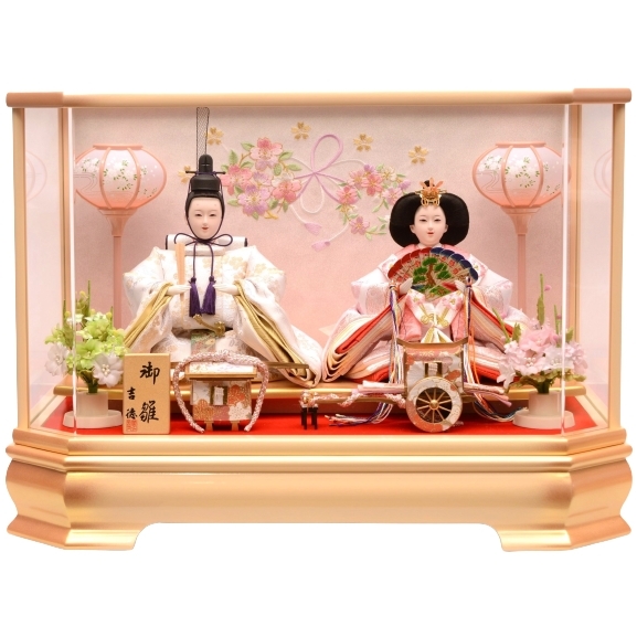【雛人形】ケース飾り 親王飾り「桜リボン金ぼかし」(322590)ひな人形 ひな祭り お雛様 おしゃれ【メーカー直送】 【雛人形】ケース飾り 親王飾り「桜リボン金ぼかし」(322590)ひな人形 ひな祭り お雛様 おしゃれ【メーカー直送】