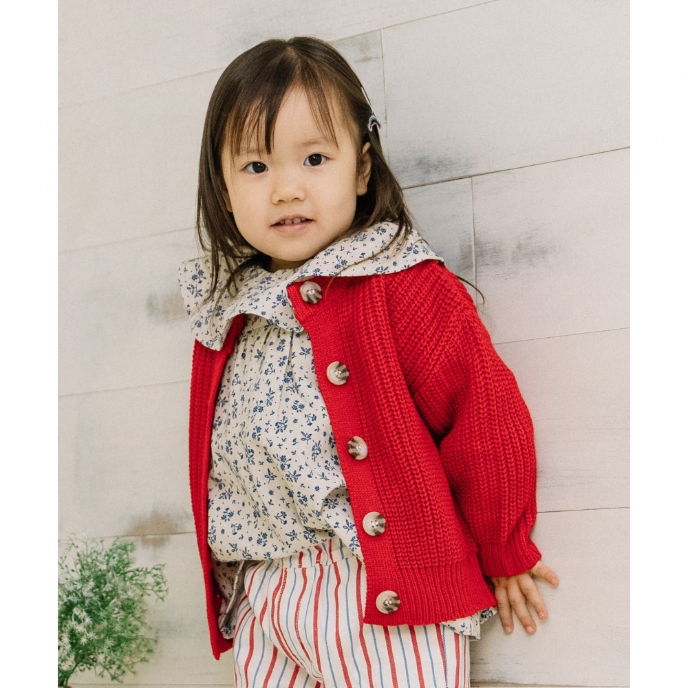 【FirstCloset×mioさん】カーディガン レッド×95cm 【FirstCloset×mioさん】カーディガン レッド×95cm