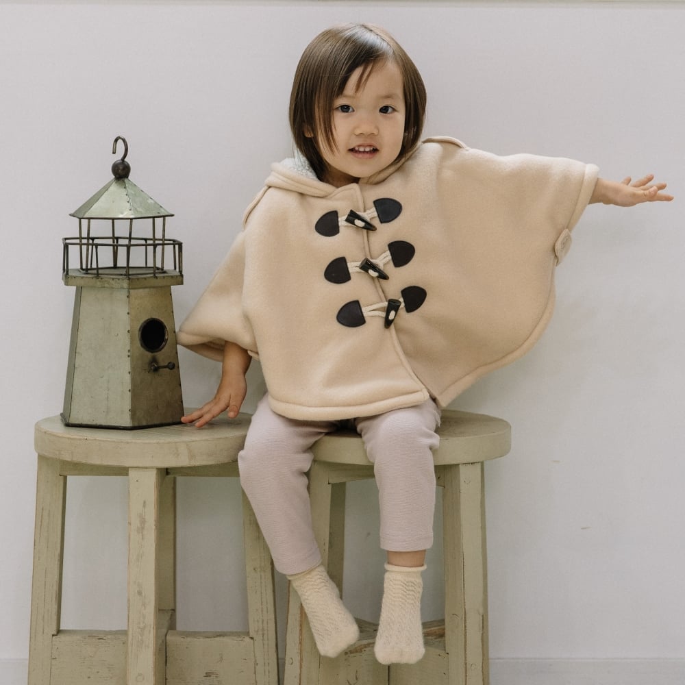 ベビーザらス限定　RAT-A-TATR ラッタッター 裏ボア ポンチョ(ベージュ×80cm)