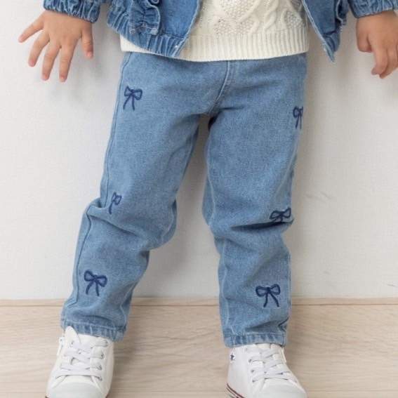 【ブラックフライデー】sophitica リボン刺繍デニムパンツ ネイビー×90cm 【ブラックフライデー】sophitica リボン刺繍デニムパンツ ネイビー×90cm