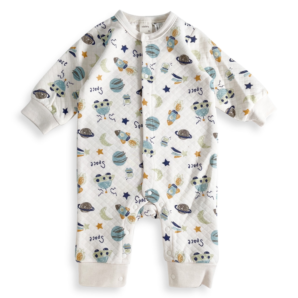 長袖カバーオール ニットキルト 宇宙柄 アイボリー×80cm ベビーザらス限定