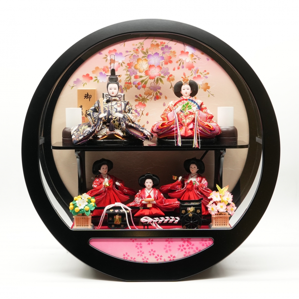 【雛人形】ケース飾り 五人飾り「金彩枝桜丸形黒塗アクリル」 (322507)ひな人形 おしゃれ 丸型トイザらス・ベビーザらス限定【メーカー直送】 【雛人形】ケース飾り 五人飾り「金彩枝桜丸形黒塗アクリル」 (322507)ひな人形 おしゃれ 丸型トイザらス・ベビーザらス限定【メーカー直送】