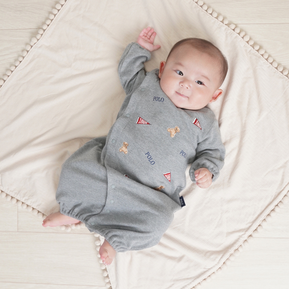 POLO BCS 前総刺繍ドレスオール グレー×50-70cm ベビーザらス限定 赤ちゃん 出産準備 出産祝い ベビー服 子供服