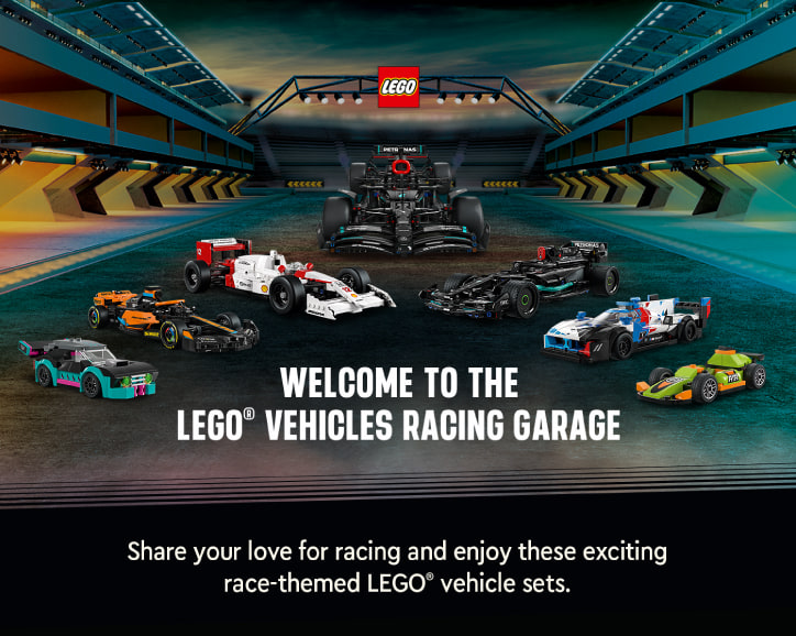 WELCOME TO THE LEGO VEHICLES RACING GARAGE